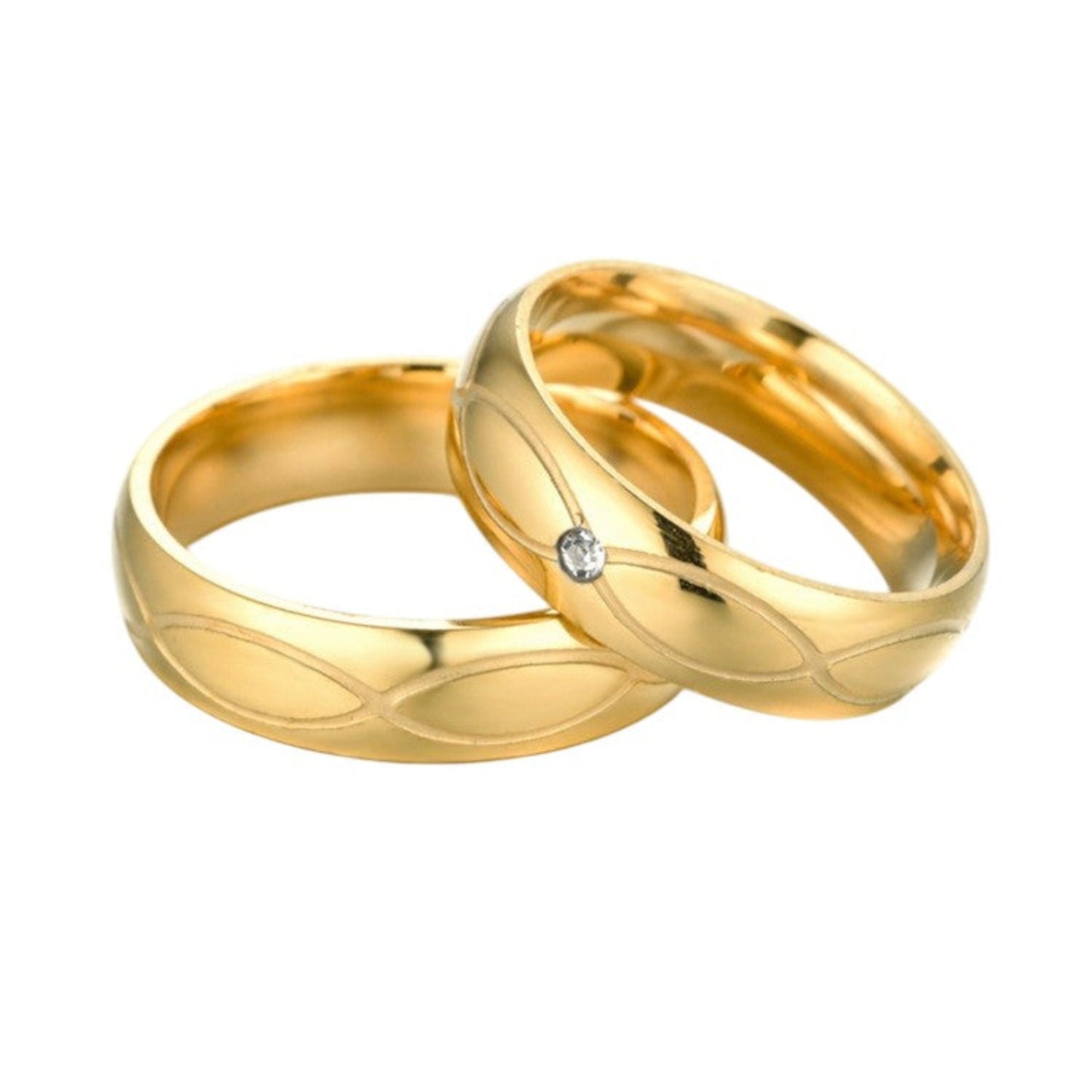 Juego de Aros para Matrimonio Pareja Bañado en 0ro