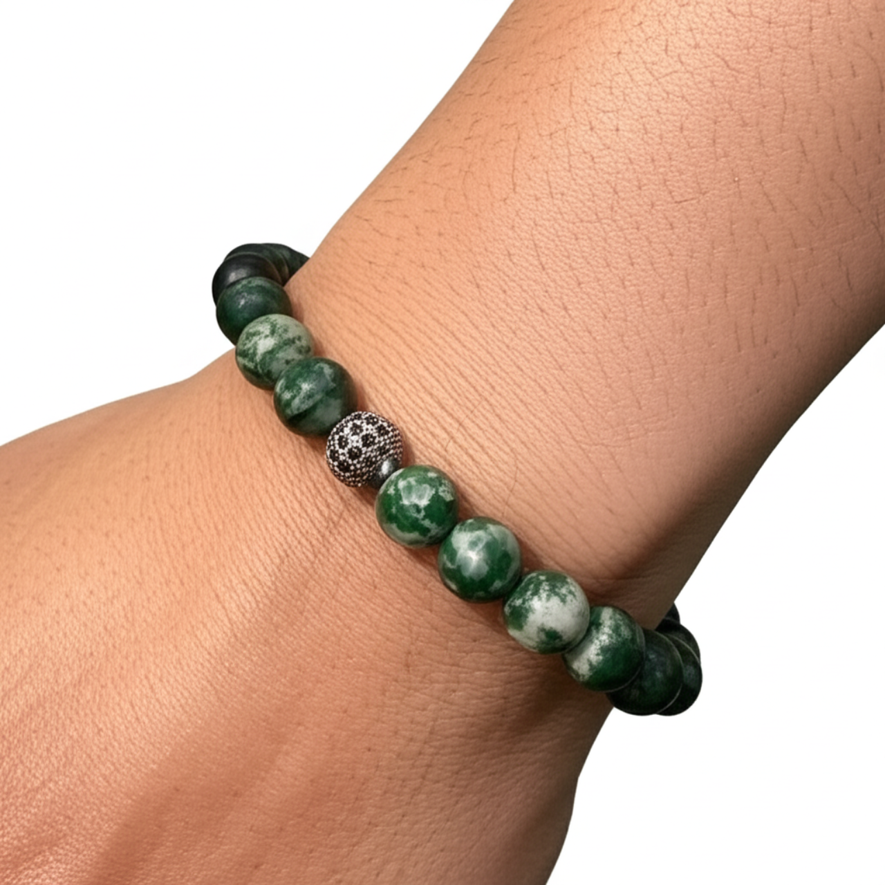 Pulsera Curativa y Energética para Hombre, Cristal con Cuarzo Jaspe Verde