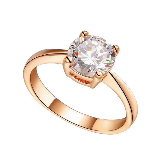 Anillo de Compromiso Solitario Bañado en Oro Rosa de Joyas Lucyana