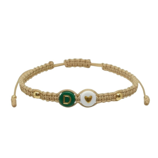 Pulsera Mujer Hilo con Letra Inicial D y Corazón de Joyas Lucyana