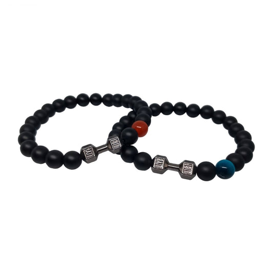 Juego de Pulsera para Parejas con piedras naturales y mancuerna