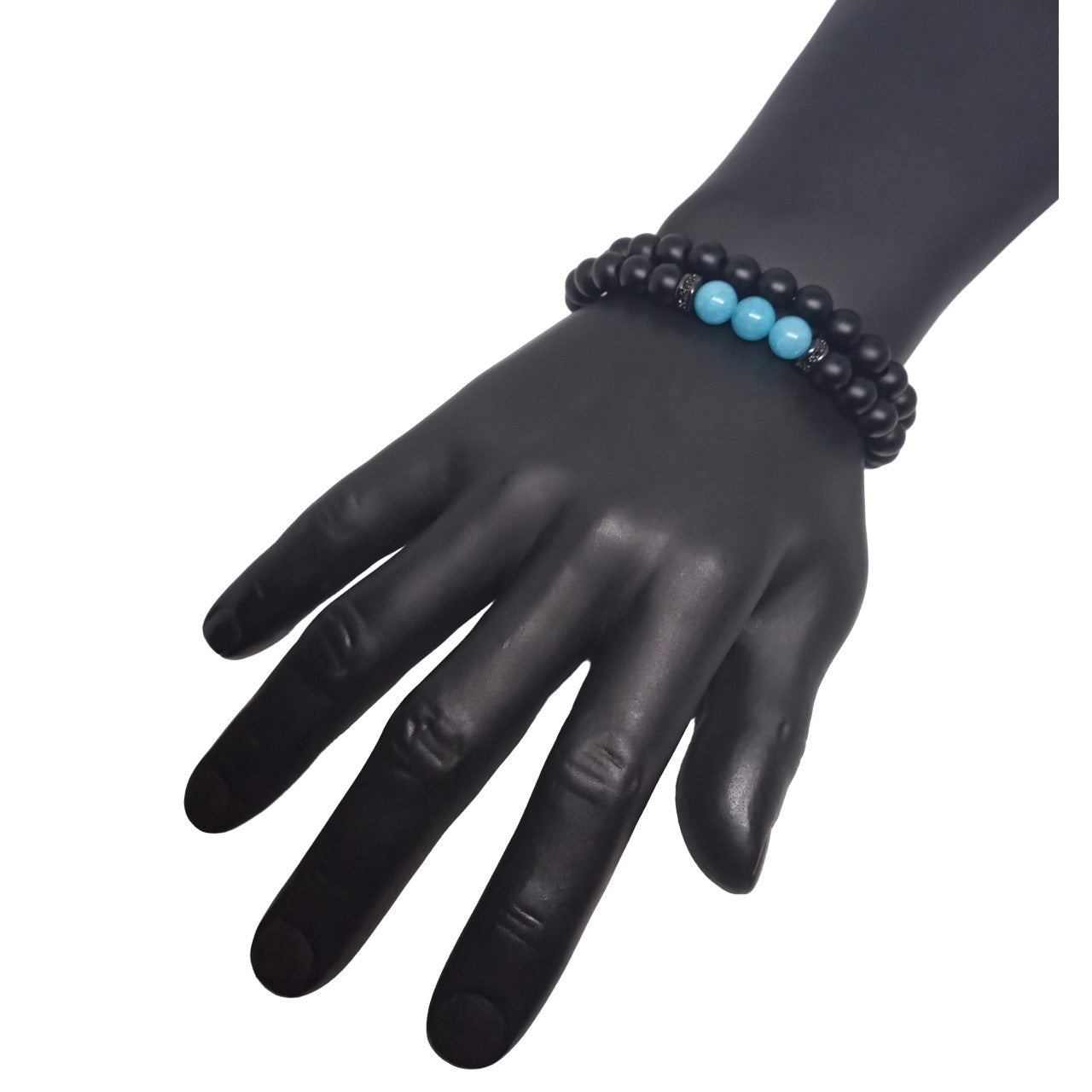 Pulsera Curativa Hombre Piedras Naturales Cuarzo Celeste