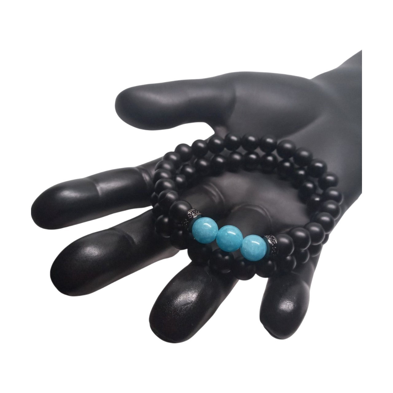 Pulsera Curativa Hombre Piedras Naturales Cuarzo Celeste