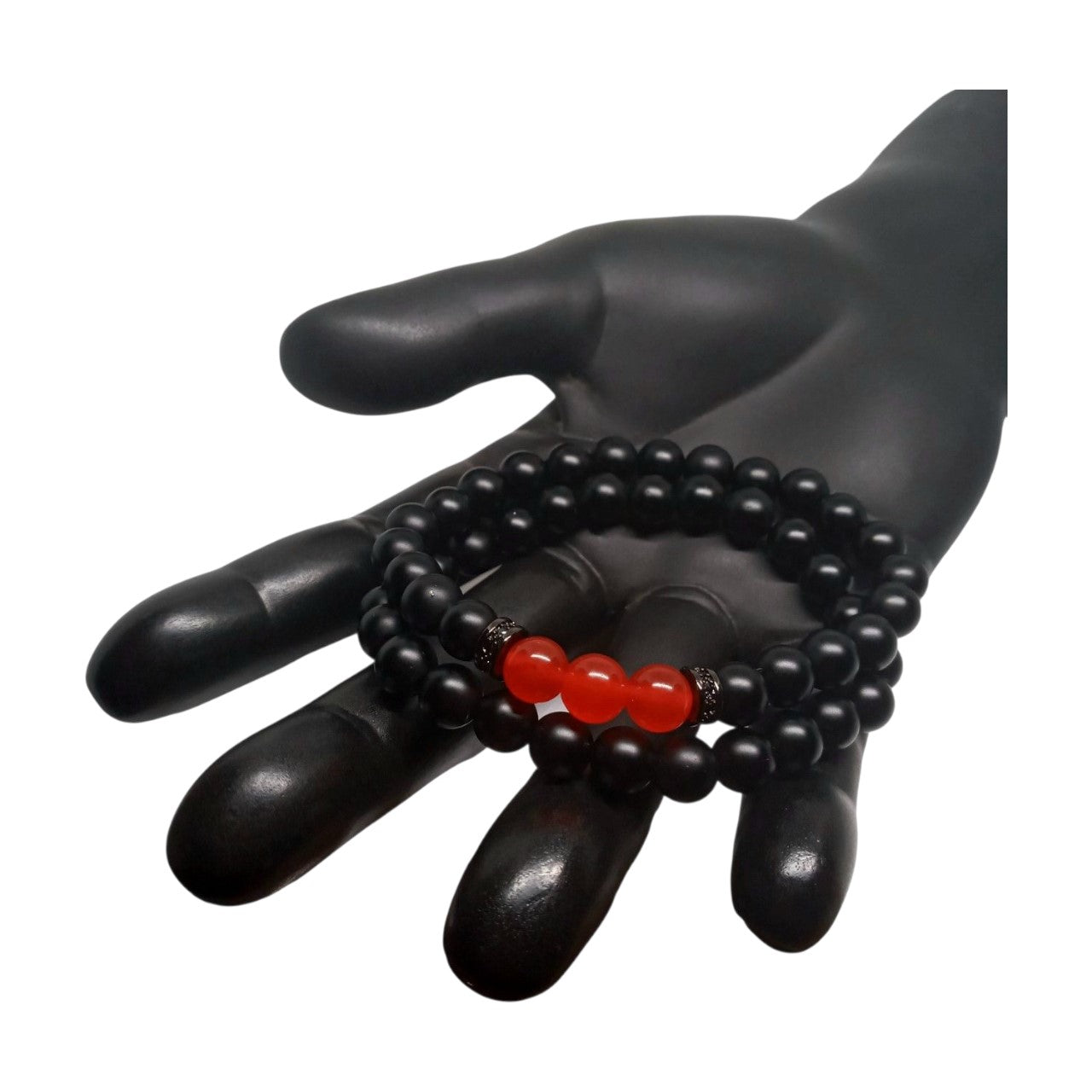 Pulsera Energética Hombre Piedras Naturales Cuarzo Rojo