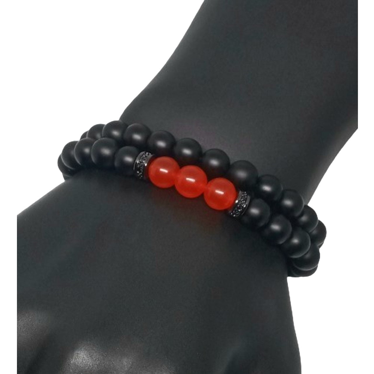 Pulsera Energética Hombre Piedras Naturales Cuarzo Rojo