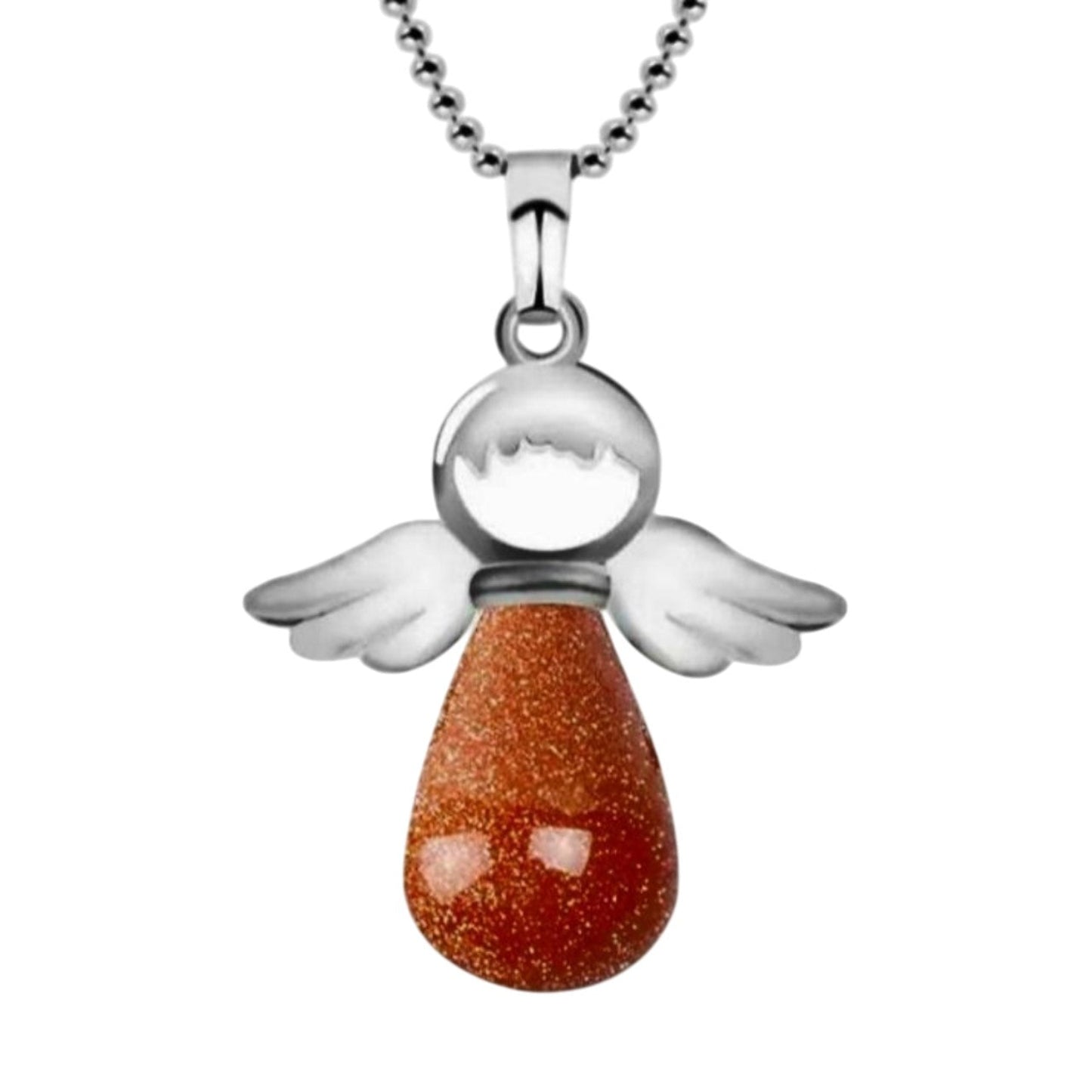 Collar para Mujer de Ángel con Cuarzo Jaspe Rojo