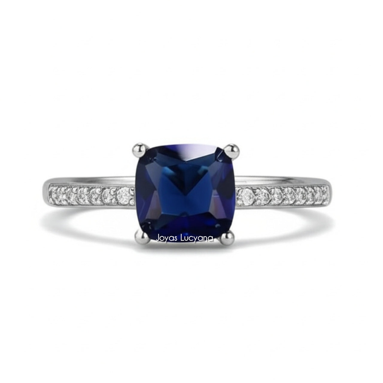 Anillo de Compromiso Zirconio Azul en Plata de Joyas Lucyana