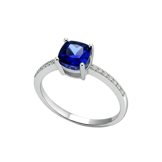 Anillo de Compromiso Zirconio Azul en Plata de Joyas Lucyana