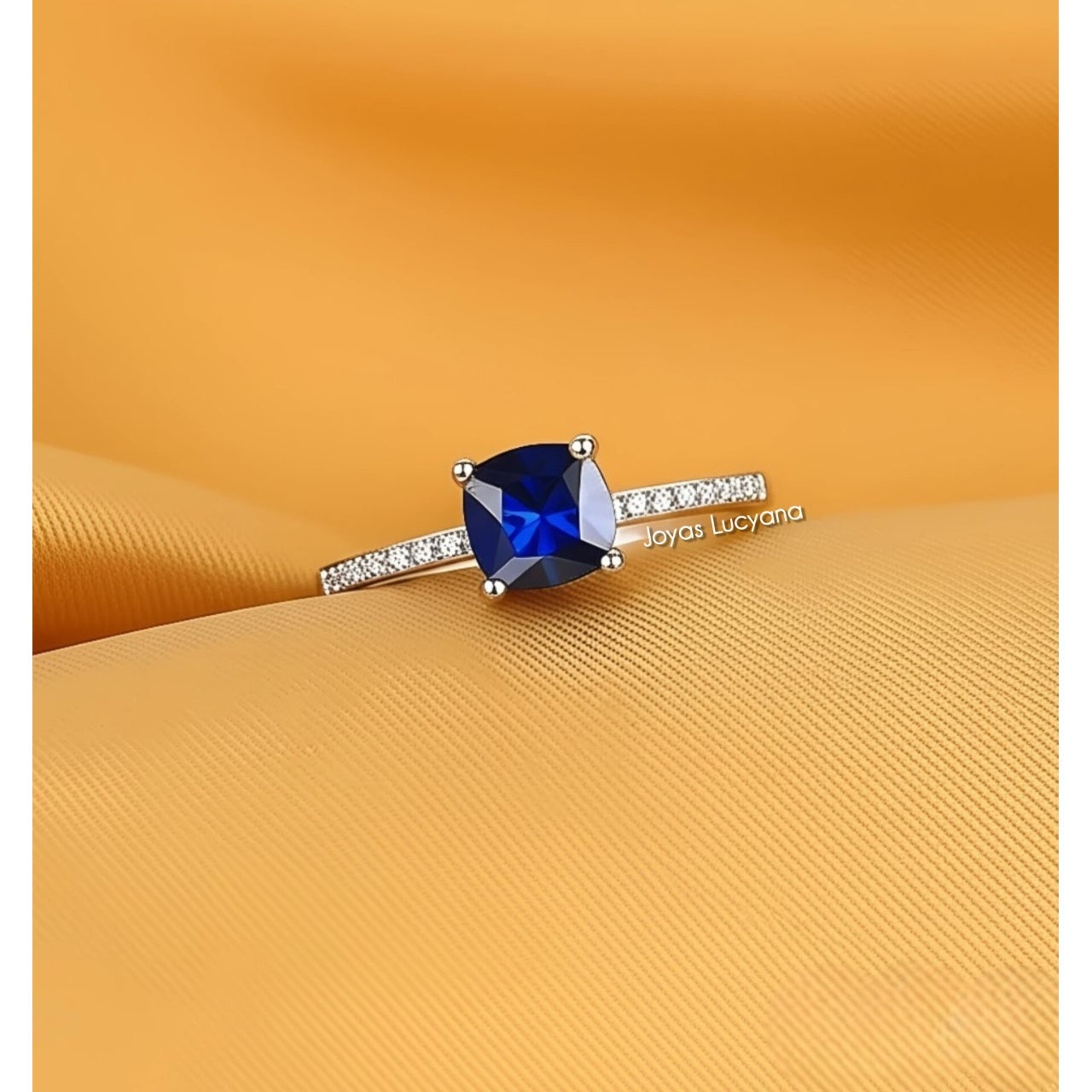 Anillo de Compromiso Mujer Zirconio Azul en Plata de Joyas Lucyana
