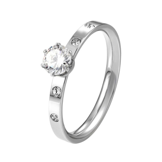 Anillo de Compromiso Bañado Oro Blanco de Joyas Lucyana