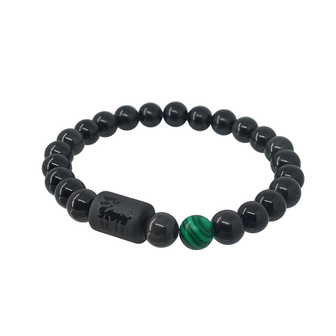 Pulsera Hombre Zodiaco Aries Cuarzo Ágata y Malaquita
