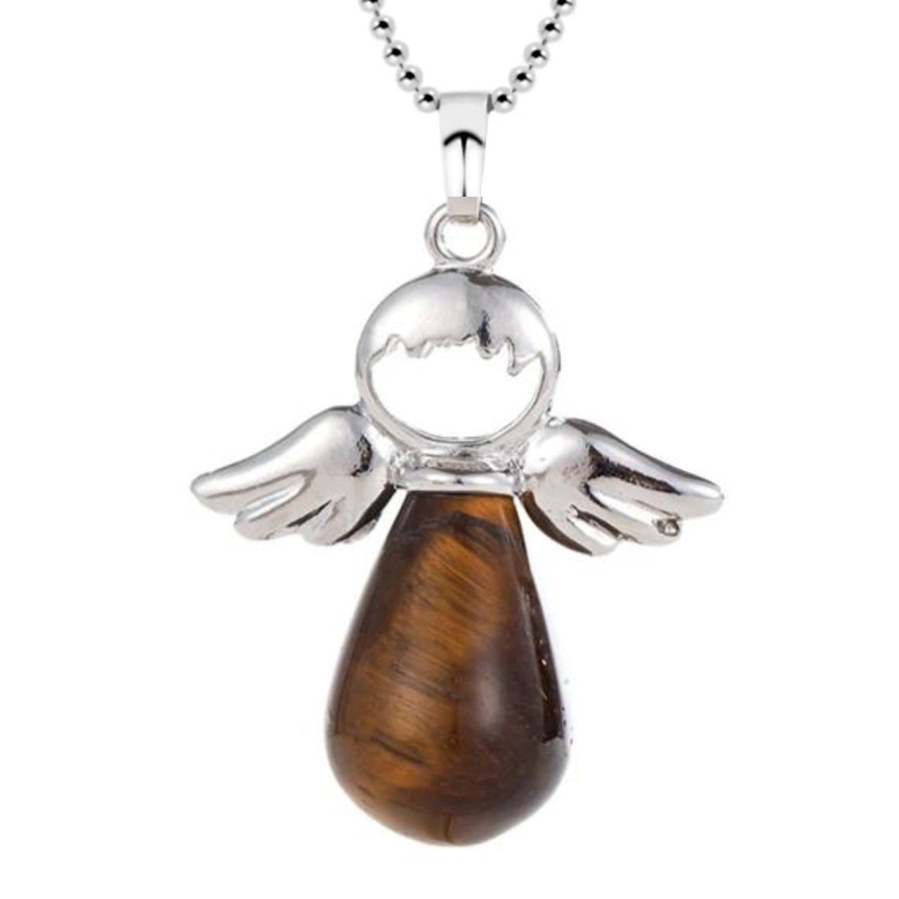 Collar para Mujer de Ángel con Cuarzo de Ojo de Tigre marrón