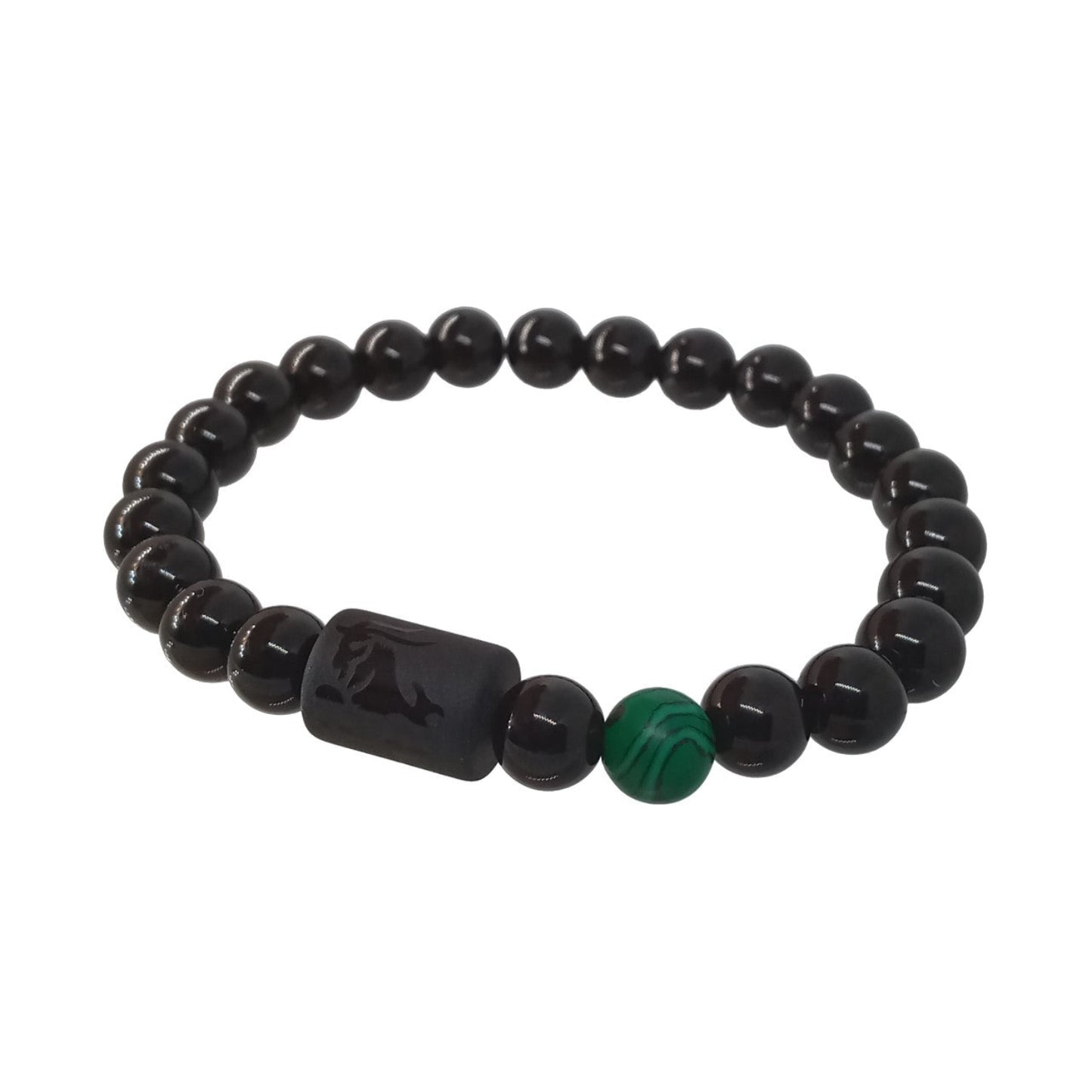 Pulsera Hombre Zodiaco Capricornio Cuarzo Ágata y Malaquita
