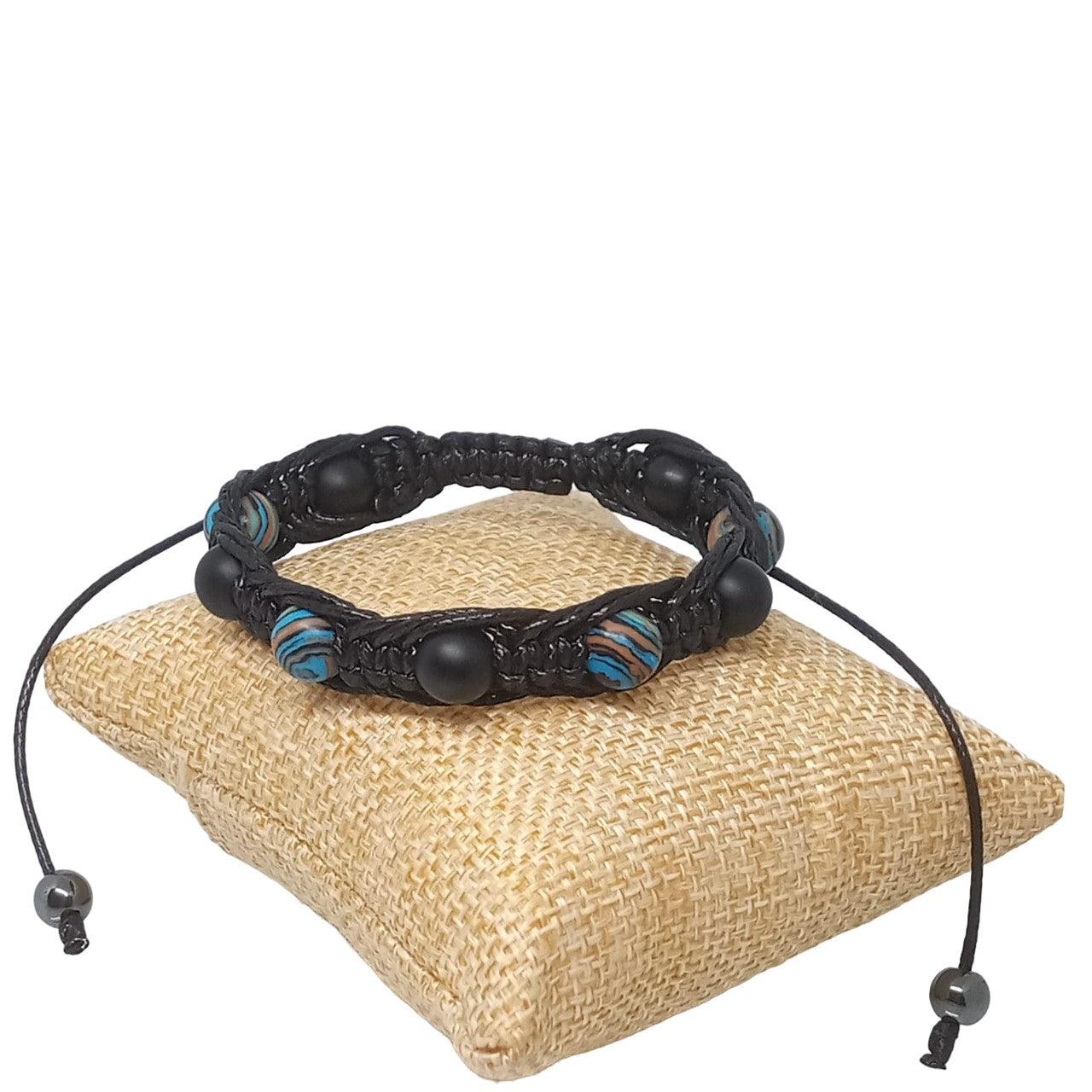 Pulsera para Hombre, Mujer, con Cuarzo Ónix, Hematita y cuero