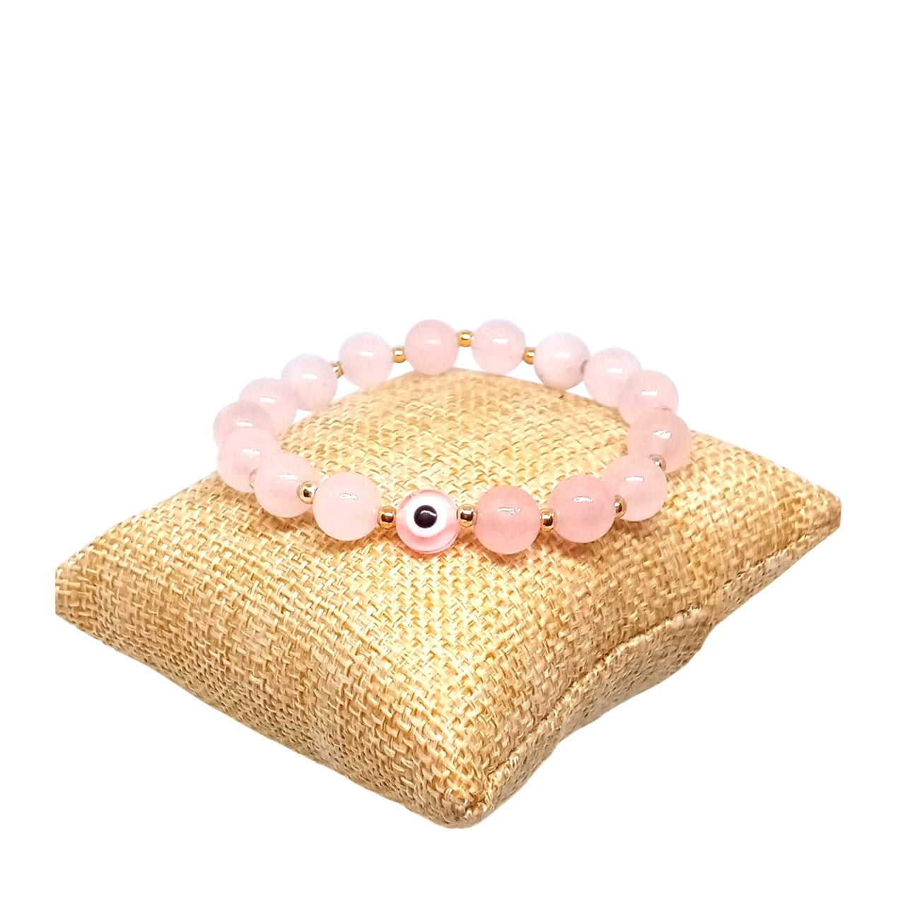Pulsera Curativa Mujer Ojo Turco y Cuarzo Rosa de Joyas Lucyana