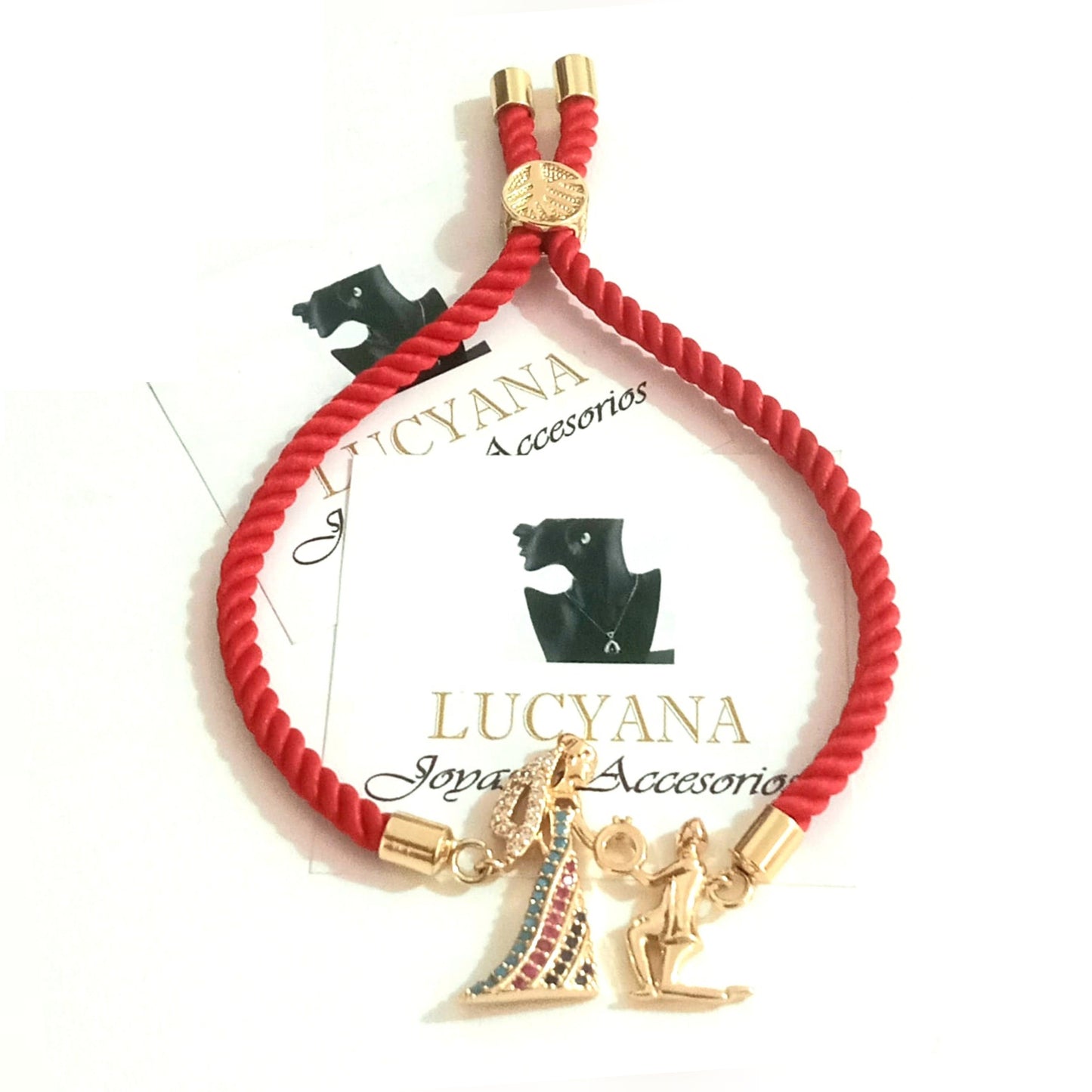 Pulsera para Mujer de Hilo Rojo con dije de Pedida de Mano