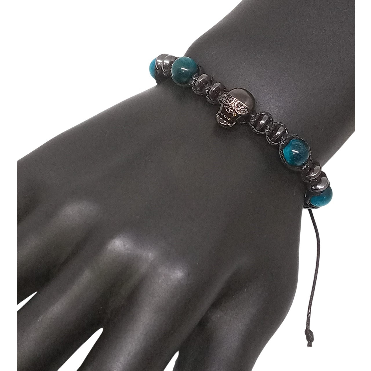 Pulsera Energética Calavera Piedras Naturales Hombre