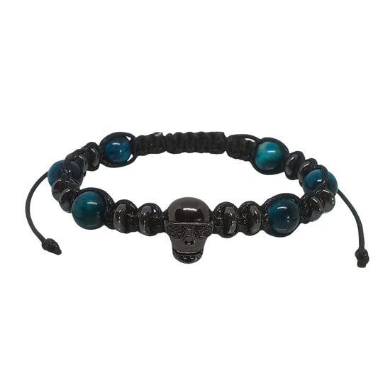 Pulsera Energética Calavera Piedras Naturales Hombre