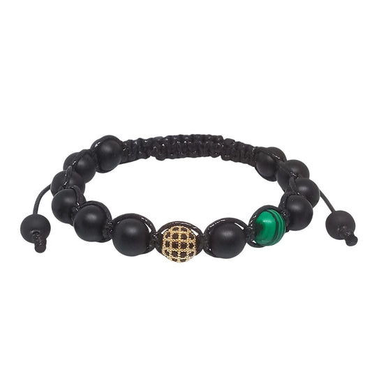 Pulsera para Hombre de Cristal con Cuarzo Ónix y Malaquita