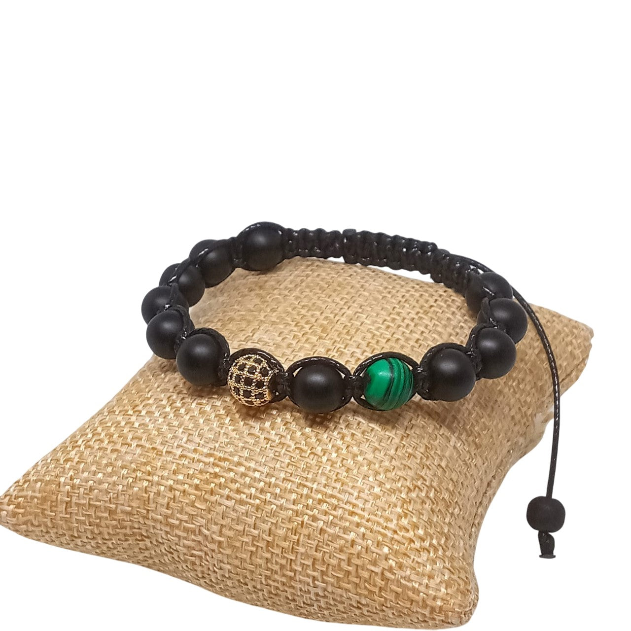 Pulsera para Hombre de Cristal con Cuarzo Ónix y Malaquita