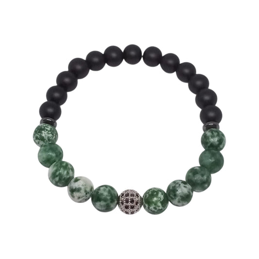 Pulsera Curativa y Energética para Hombre, Cristal con Cuarzo Jaspe Verde