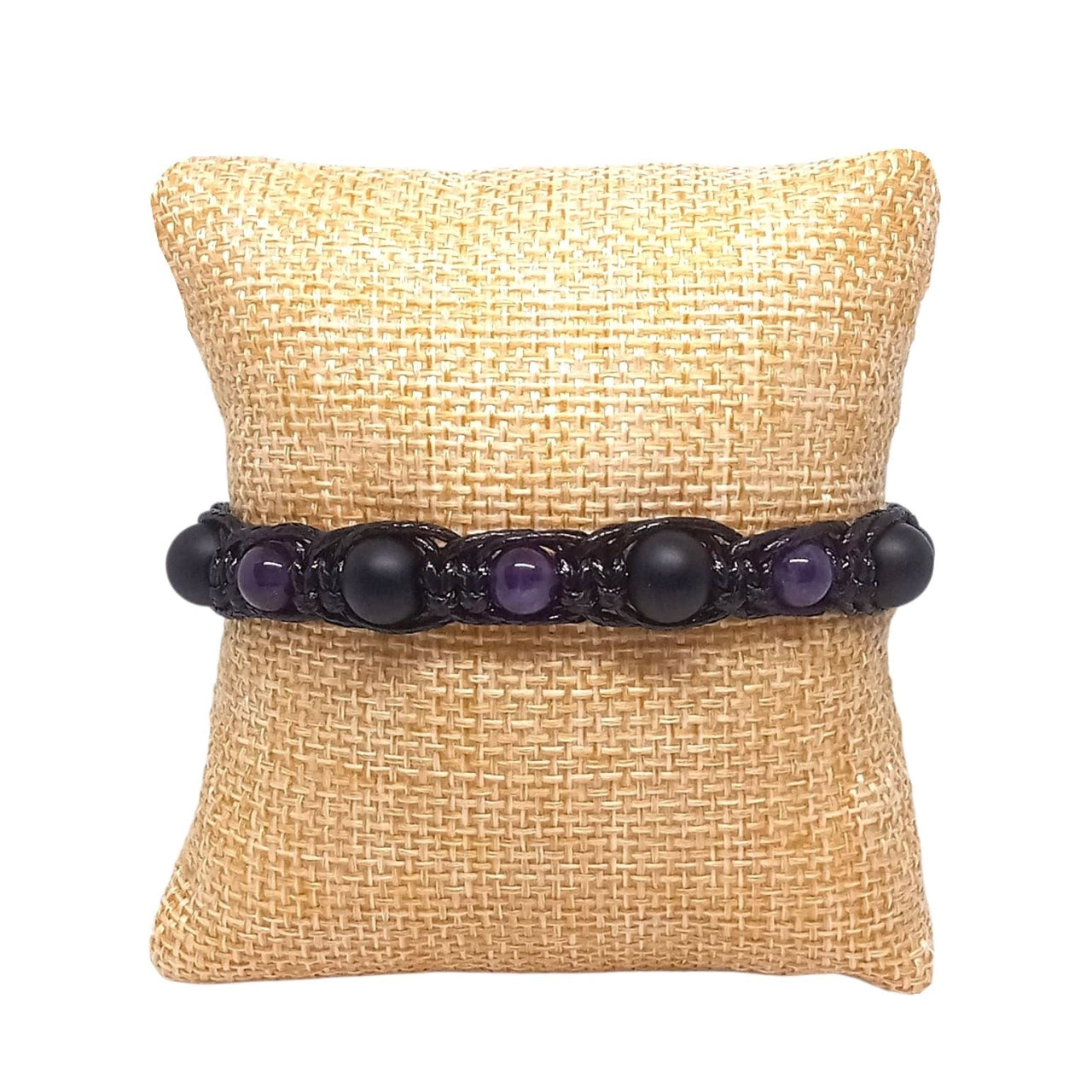 Pulsera Unisex Duo Místico Cuarzo Ónix y Amatista