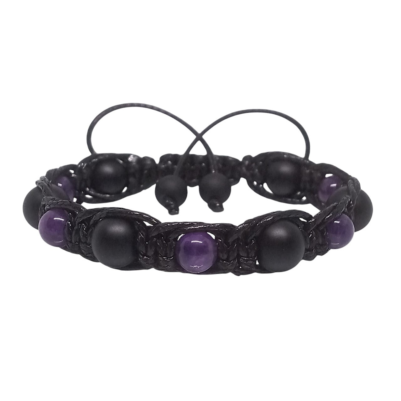 Pulsera Unisex Duo Místico Cuarzo Ónix y Amatista