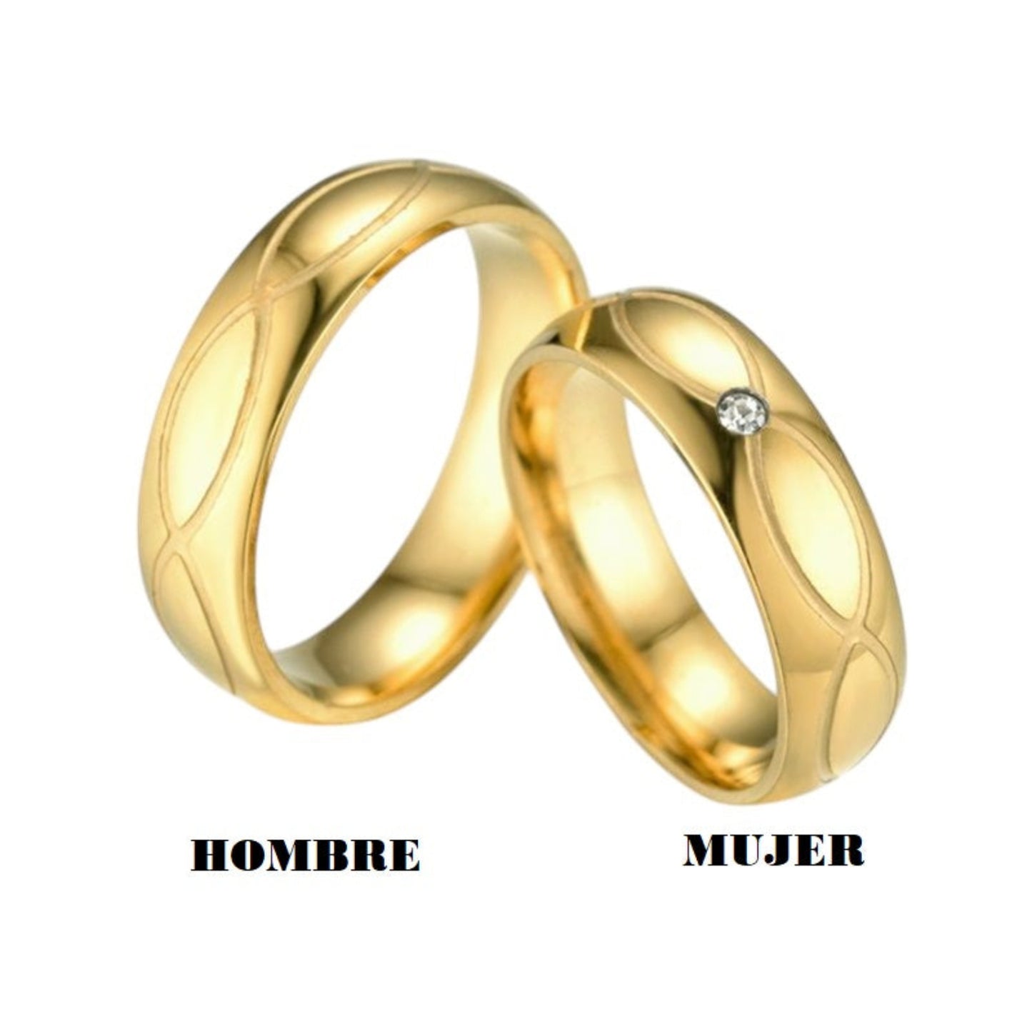 Juego de Aros para Matrimonio Pareja Bañado en 0ro