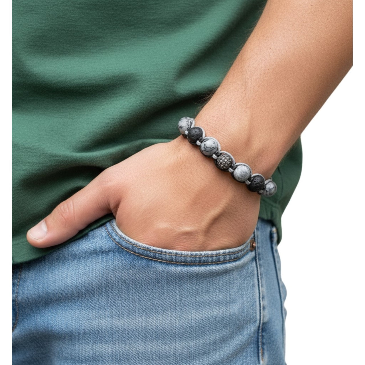 Pulsera Protección y Energética Hombre Cristal Piedras Naturales