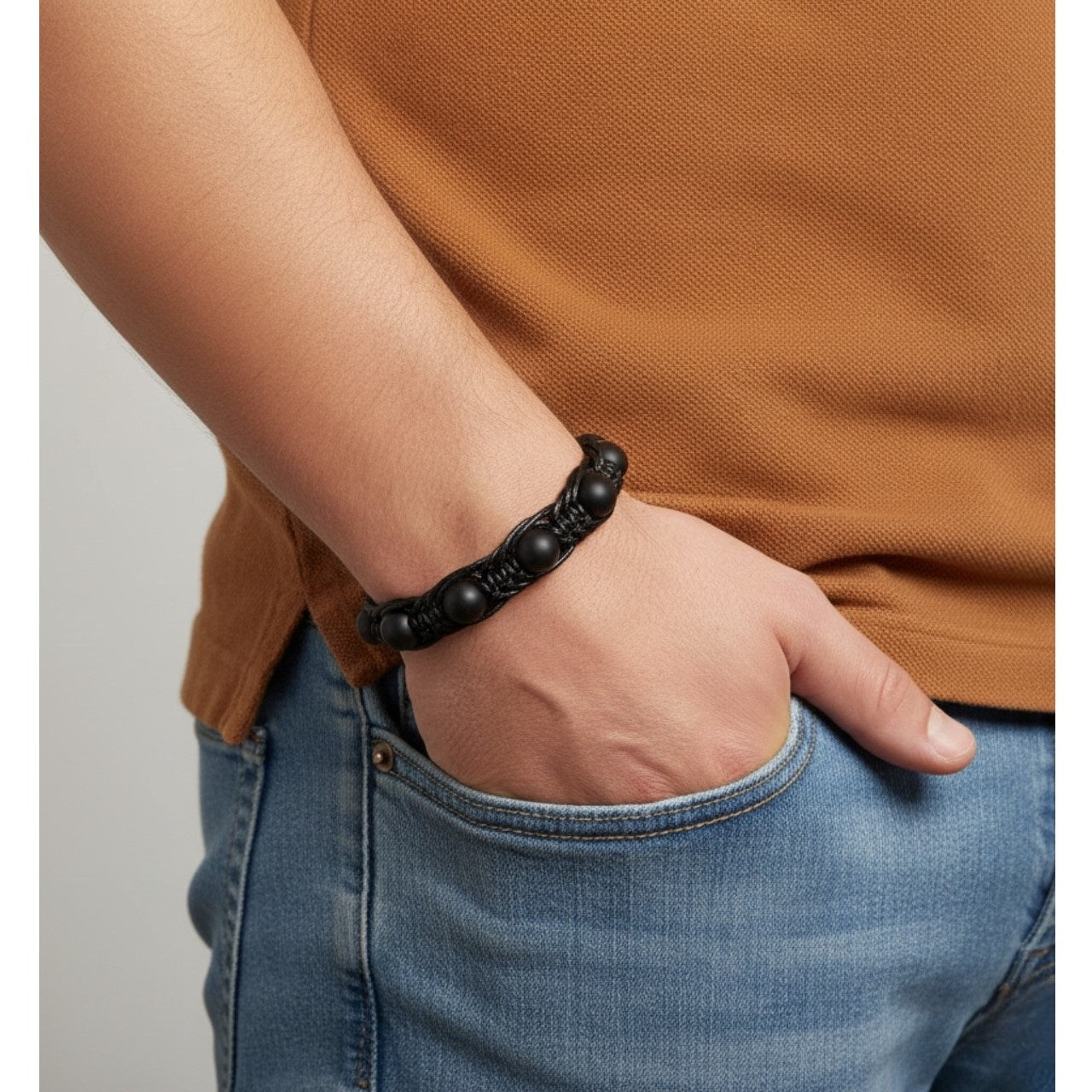 Pulsera Hombre Mujer Cuarzo Ónix Negro