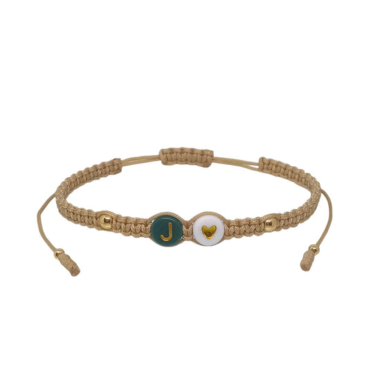 Pulsera Mujer Hilo con Letra Inicial J y Corazón de Joyas Lucyana