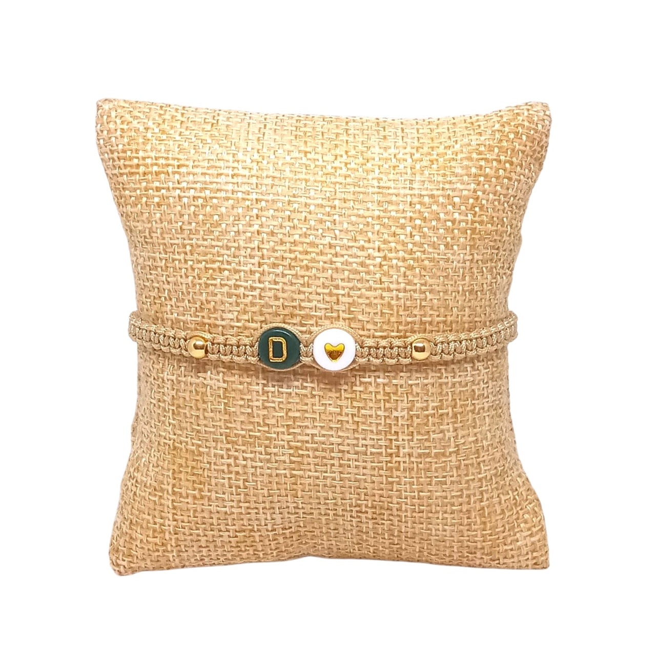 Pulsera Mujer Hilo con Letra Inicial D y Corazón de Joyas Lucyana