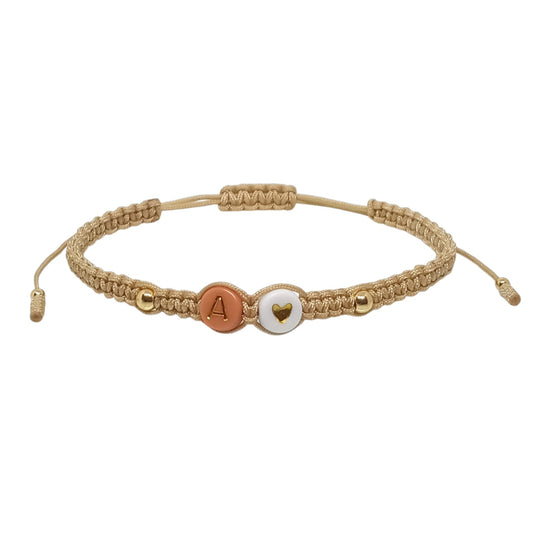 Pulsera Mujer Hilo con Letra Inicial A y Corazón de Joyas Lucyana