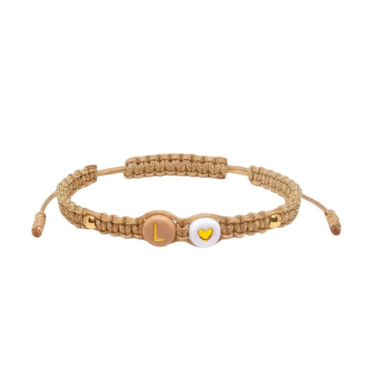 Pulsera Mujer de Hilo con Letra Inicial L y Corazón de Joyas Lucyana