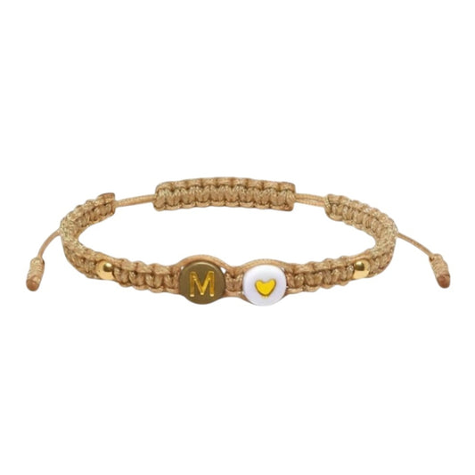 Pulsera Mujer Hilo con Letra Inicial M y Corazón de Joyas Lucyana
