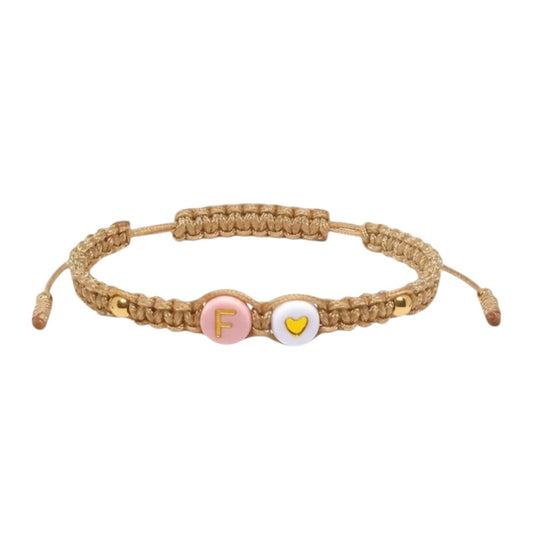 Pulsera Mujer Hilo con Letra Inicial F y Corazón de Joyas Lucyana