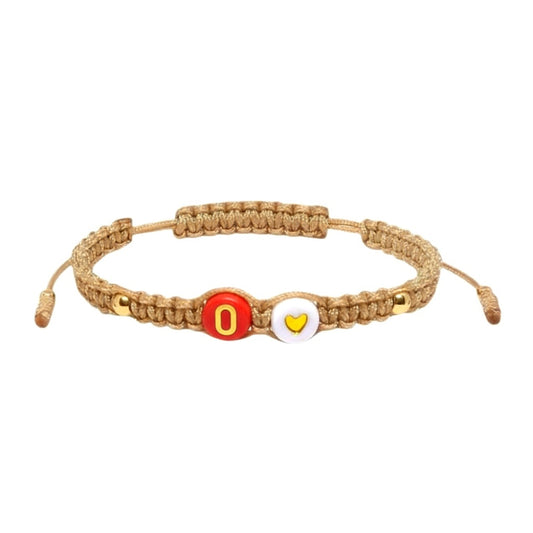 Pulsera Mujer Hilo con Letra Inicial O y Corazón de Joyas Lucyana