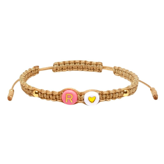 Pulsera Mujer Hilo con Letra Inicial R y Corazón de Joyas Lucyana
