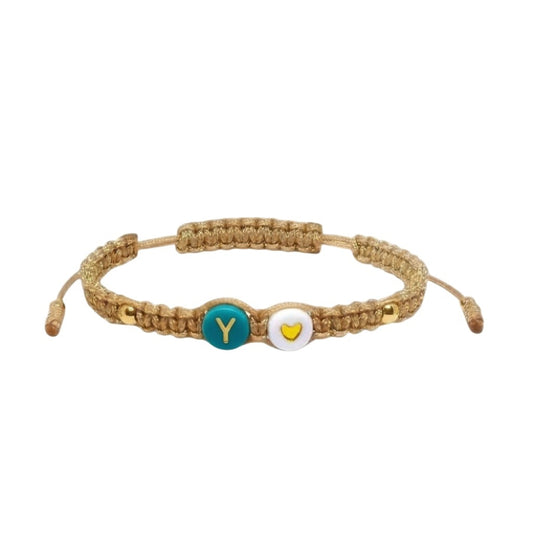 Pulsera para Mujer de Hilo, Letra Inicial Y, con Corazón