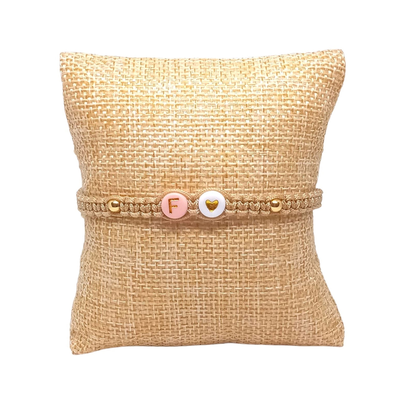 Pulsera Mujer Hilo con Letra Inicial F y Corazón de Joyas Lucyana