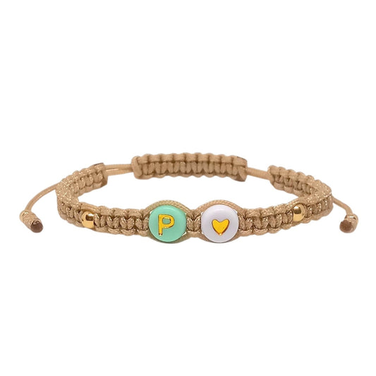 Pulsera Mujer Hilo con Letra Inicial P y Corazón de Joyas Lucyana