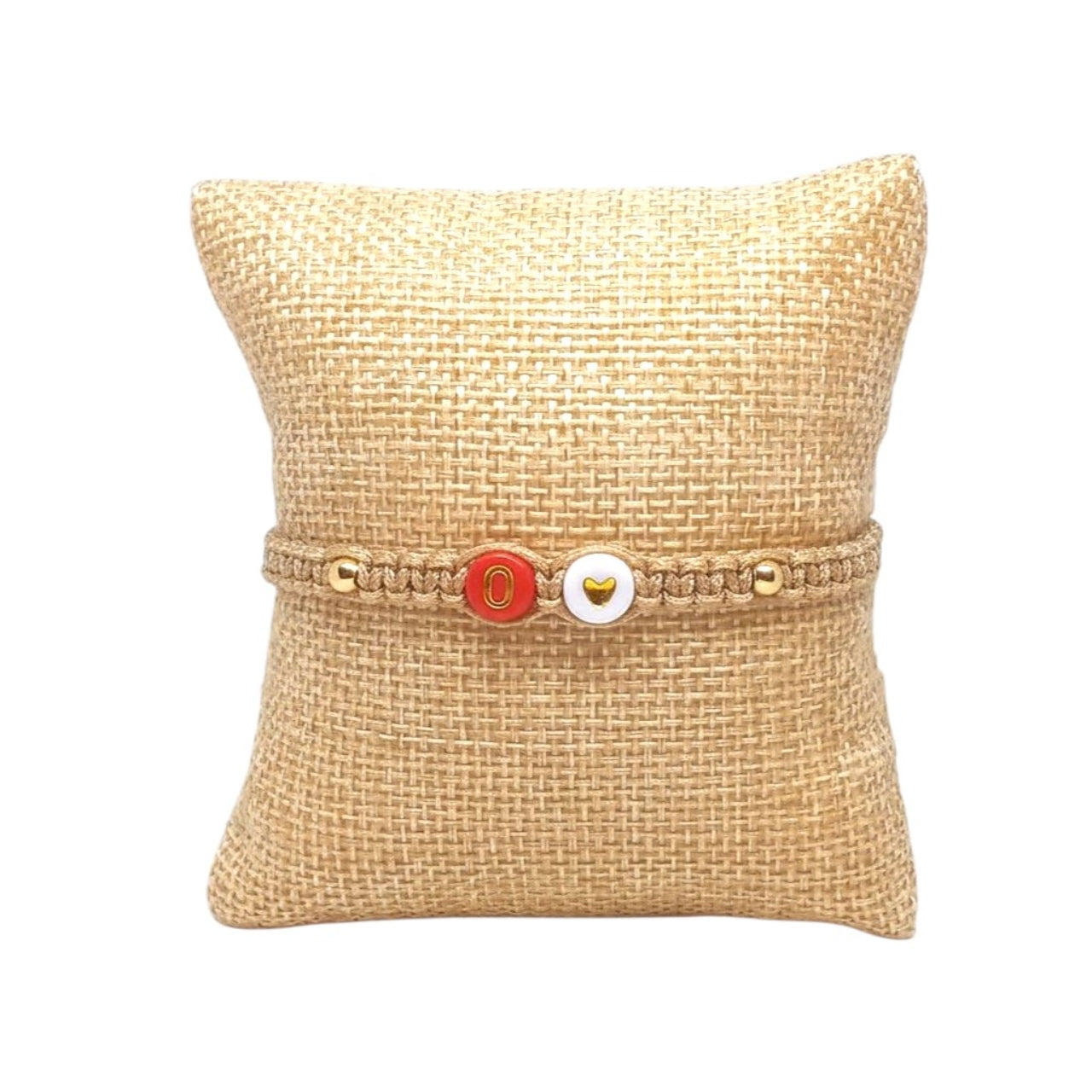 Pulsera Mujer Hilo con Letra Inicial O y Corazón de Joyas Lucyana