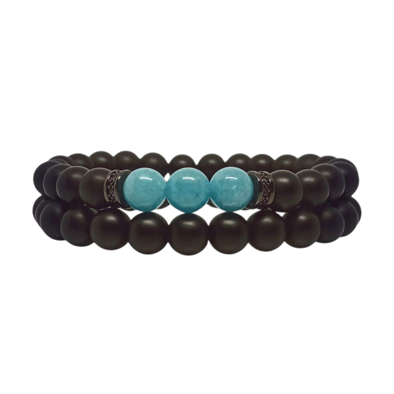 Pulsera Curativa Hombre Piedras Naturales Cuarzo Celeste