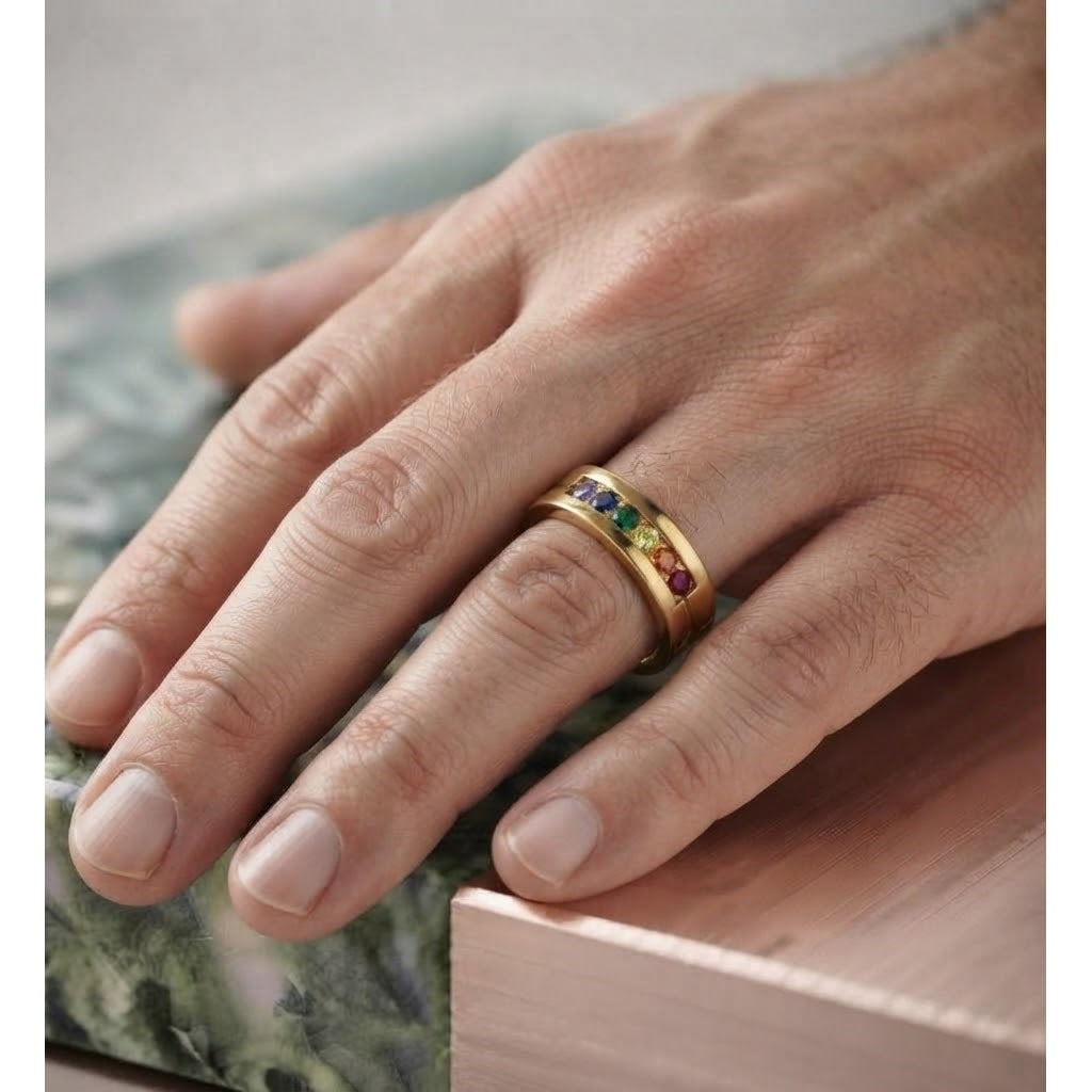 Anillo, Aro, Arcoiris Unisex Enchapado en Oro