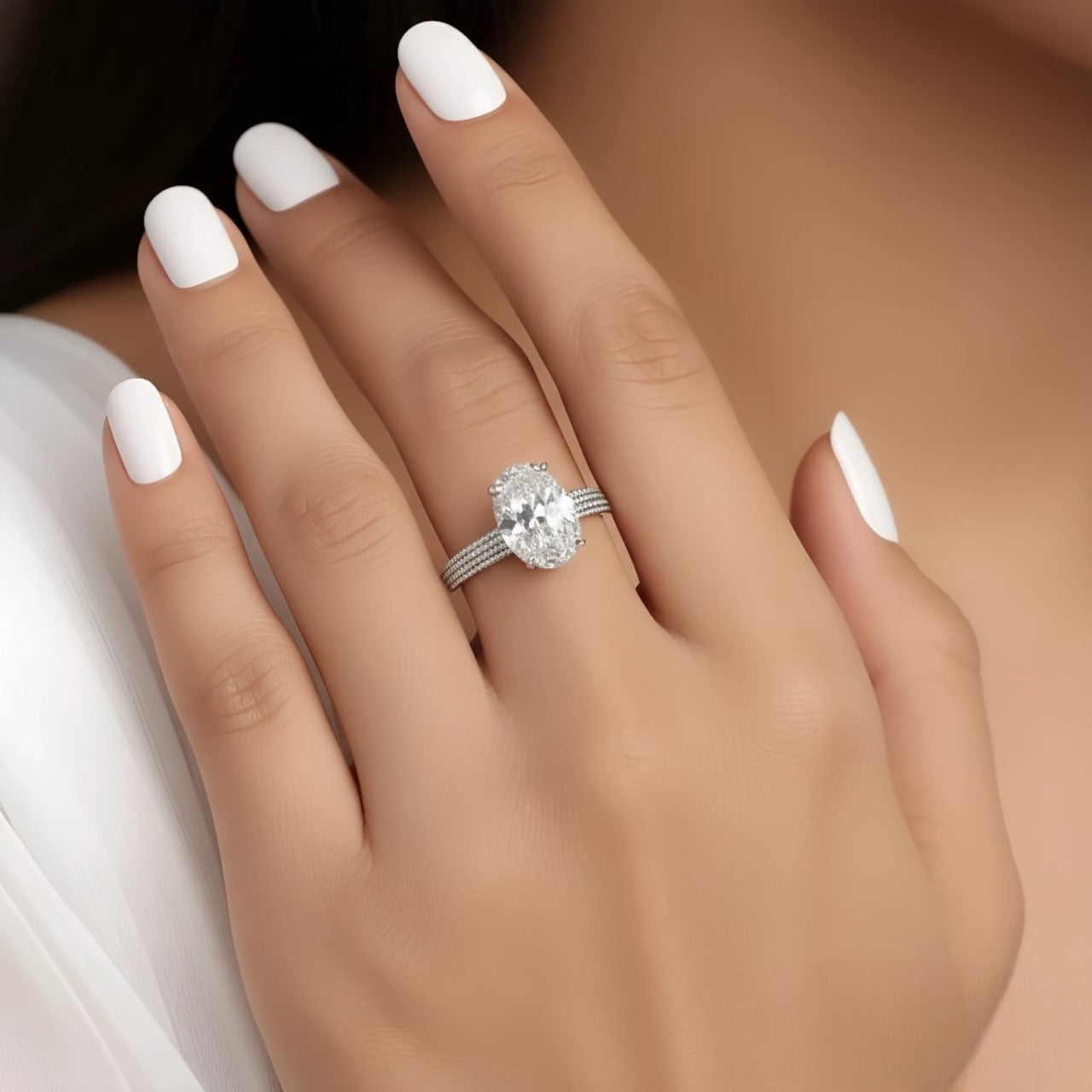 Anillo de Compromiso Solitario Resplandeciente Blanco de Joyas Lucyana