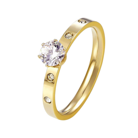 Anillo de Compromiso Bañado en Oro Amarillo de Joyas Lucyana