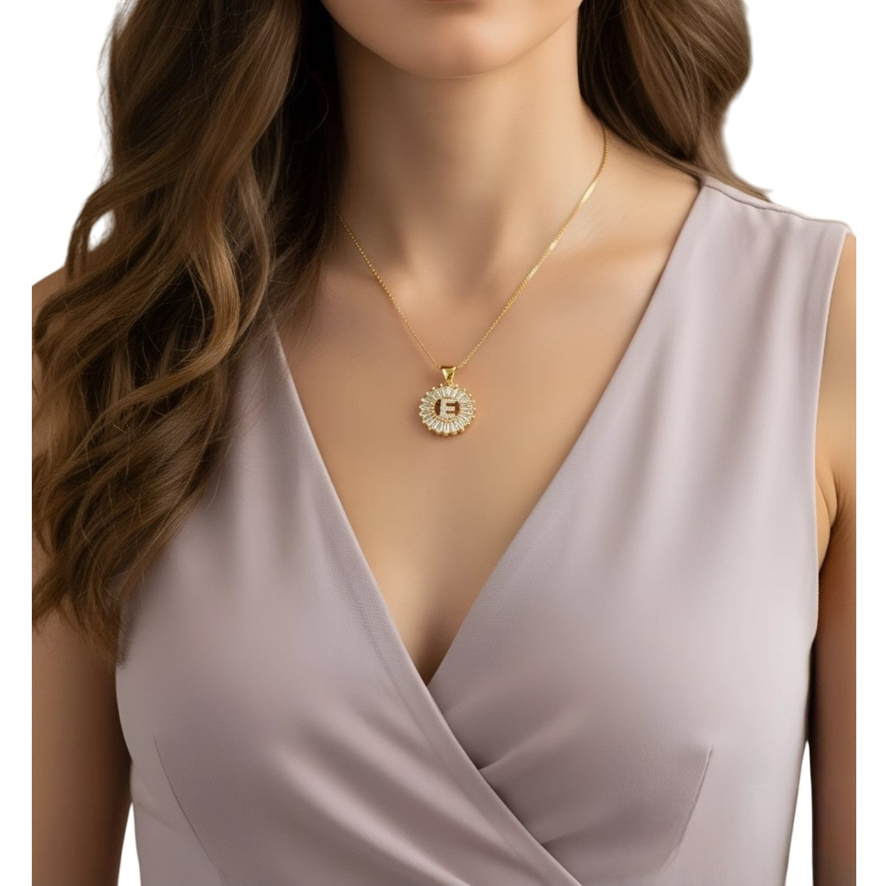 Collar para Mujer con Nombre Inicial, Letra E, bañado en Oro Amarillo