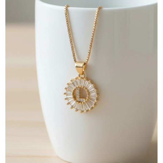 Collar para Mujer con Nombre Inicial,  Letra L, bañado en Oro Amarillo