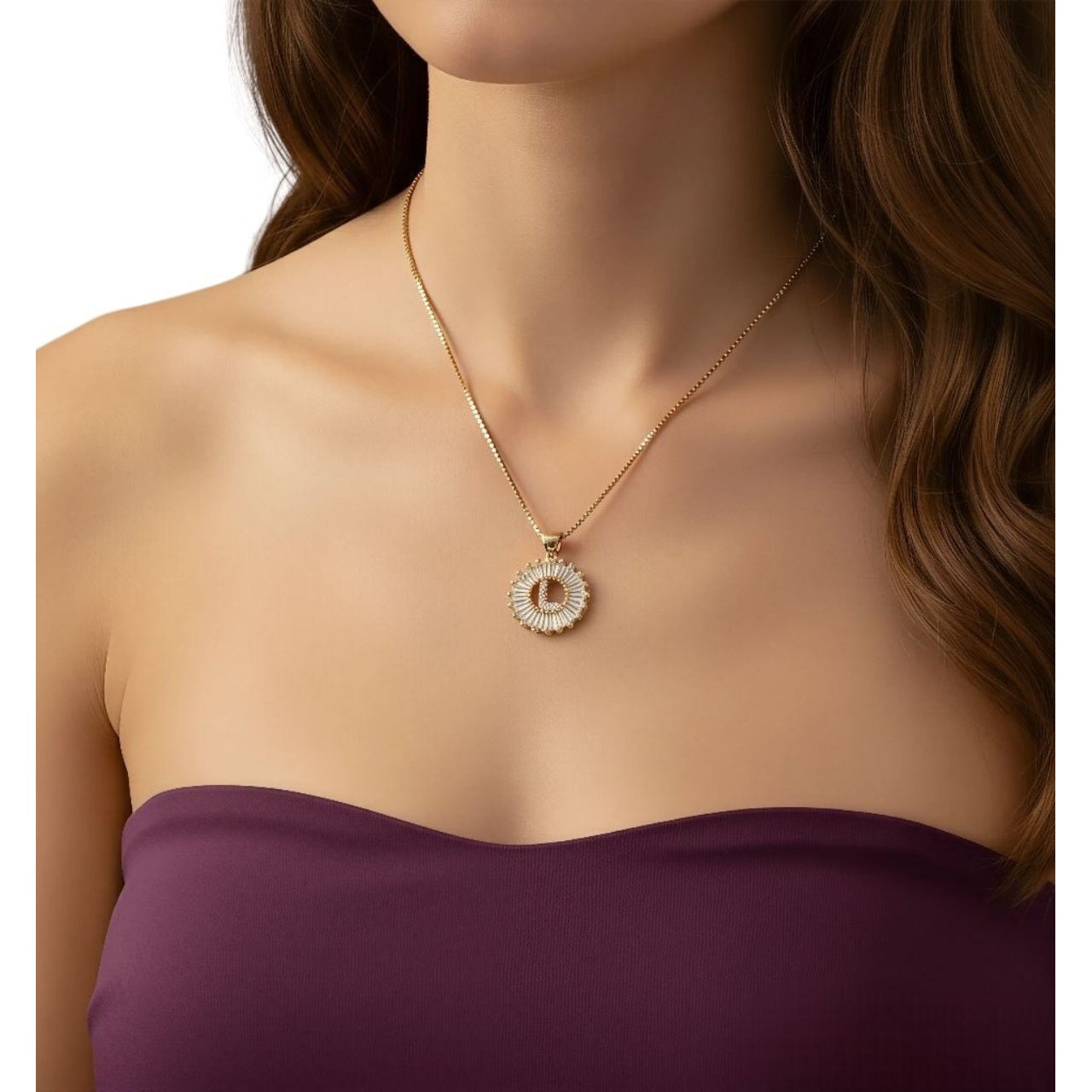 Collar para Mujer con Nombre Inicial, Letra L, bañado en Oro Amarillo