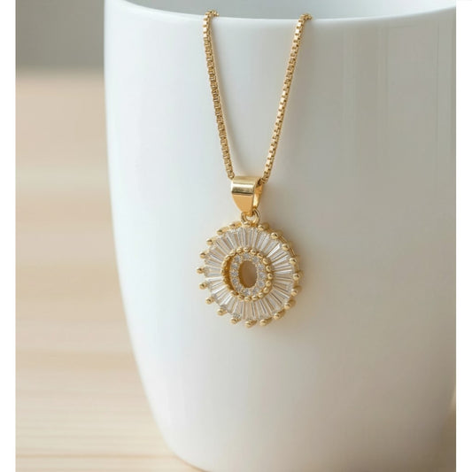 Collar para Mujer con Nombre Inicial, Letra O, bañado en Oro Amarillo